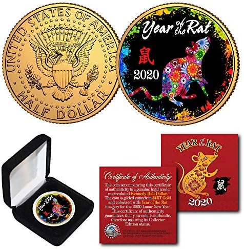 2020 ירח השנה הסינית החדשה של עכברוש קנדי ​​מטבע אמריקאי פוליכרום עם תיבה ותעודה