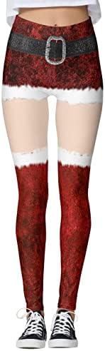 הדפס חג המולד חותלות סנטה מכוערות לנשים בתוספת גודל מותניים בגודל לבקרת בטן מכנסי יוגה יוגה קת הרמה רכה חג רך