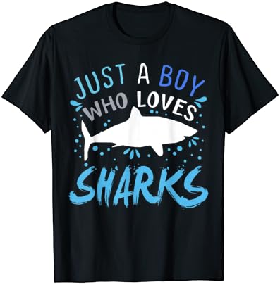 רק ילד שאוהב כרישים רטרו סגנון בציר חולצה
