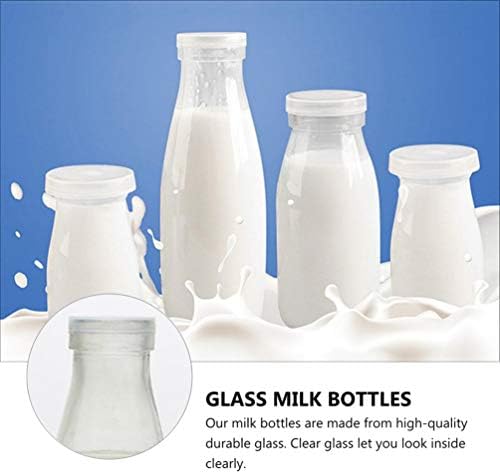 Hemoton 4 יחידות חלב זכוכית בקבוקי חלב צנצנות חלב בקבוקי שתייה למשקאות משקאות מזכוכית מסיבות שתייה 500 מל