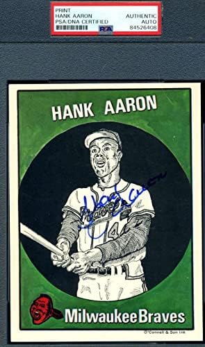 האנק אהרון PSA DNA COA חתום 5x7 1983 אוקונל בן דיו חתימה - תמונות MLB עם חתימה