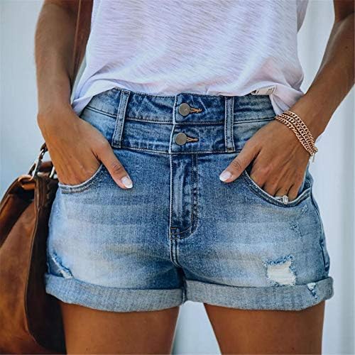 ג 'ינס מכנסיים קצרים נשים ז' אן מכנסיים קצרים נשים גבוהה מכנסיים חור ג ' ינס טרנדי למתוח מכנסיים מותניים נשים קיץ מכנסיים קצרים