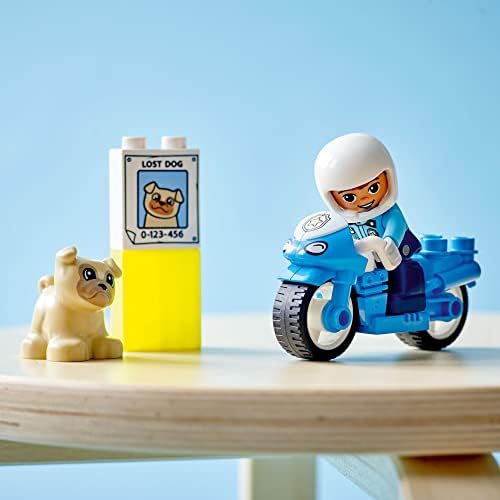 לגו דופלו העיר הצלה משטרת אופנוע 10967 צעצוע לפעוטות, בנים & מגבר; בנות 2 בתוספת שנים, עם שוטר כלב דמות, מוקדם פיתוח צעצועים