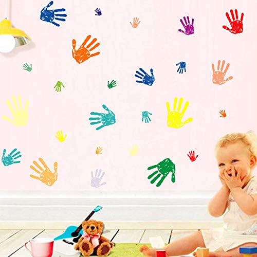 50 יחידות צבעוני טביעת כף יד קיר מדבקות צבע להתיז דקור מדבקות קליפת מקל עשה זאת בעצמך לילדים חדר משתלת חדר משחקים עיצוב הבית