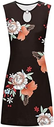 קיץ שמלות לנשים מקרית חלול החוצה עם צווארון פרחוני מודפס שמלת 2023 טנק חולצות ללא שרוולים חוף קצר מיני שמלה קיצית