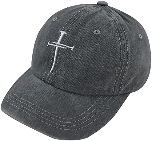 הנוצרי ישו צלב כובע, רקום מתכוונן לשטוף כותנה ג ' ינס אבא בייסבול כובע