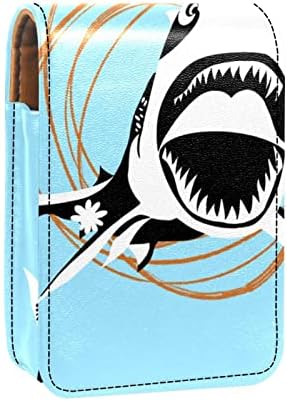 שקית שפתון איפור אוריוקאן תיק שפתון עם מראה שפתון נייד שפתון שפתון שפתון מארגן אחסון מבריק, פרחוני כריש בעלי חיים אמנותיים