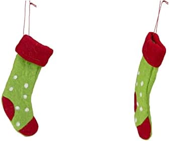 9.5 פולקה ירוקה ואדומה מנוקדת קישוט גרבי חג המולד - CC