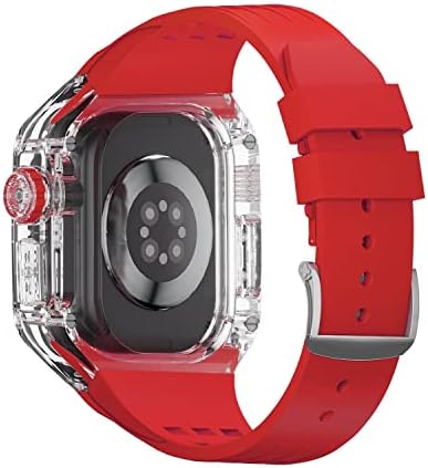 ערכת שינוי FluororUbber BCMCBV עבור Apple Watch Ultra 49 ממ קרחון יוקרה מקרה שקוף לסדרת IWatch סדרת UWTACH 49 ממ פס ספורט