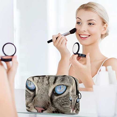 מתנות tbouobt לגברים שקיות איפור נשים שקיות קוסמטיקה קטנות, חיה מקסימה חתול עיניים כחולות