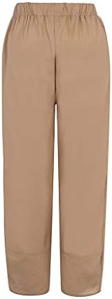 מכנסי רגל רחבים של MGBD מכנסיים מכנסיים מזדמנים מותניים גבוהים בתוספת פשתן גודל פשתן קיץ טרנדי טרופי קל משקל בוהו חוף מכנסי חוף
