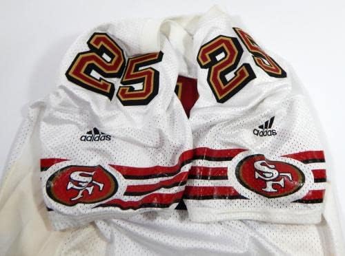 2001 סן פרנסיסקו 49ers 25 משחק הונפק ג'רזי לבן 44 DP32810 - משחק NFL לא חתום בשימוש בגופיות