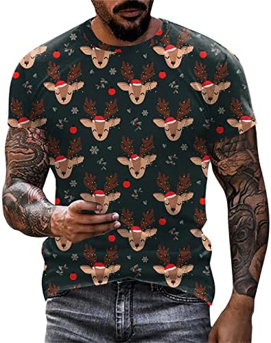 חולצת טקס חג המולד של Xiloccer Mens Sports Ffitness Outdoor 3D הדפסת דיגיטל חולצה חולצת שרוול קצר חולצות קלות חולצות קלות