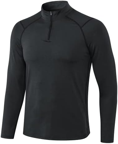 חולצות גברים 1/4 רוכסות שרוול ארוך חולצות ריצה אתלטיות תרמיות חורף סוודר בכושר דק שכבות בסיס