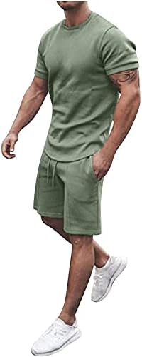 גברים תלבושות קיץ 2 חלקים אופנה מזדמנים חולצה שרירים צוואר עגול