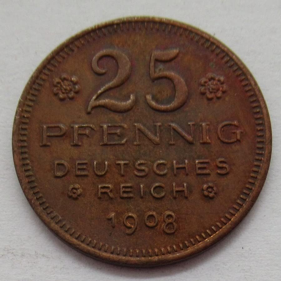 גרמנית 25 Pfennig 1908 העתק זר נחושת מטבע זיכרון