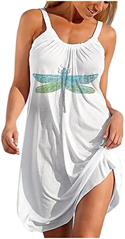 נשים של קיץ חוף שמלות מקרית צוואר ספגטי רצועות פרחוני טנק שמלת מודפס רופף שרוולים נדנדה מיני שמש שמלה
