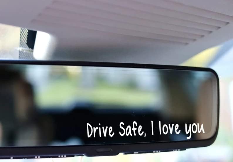 Th Smart -Drive Safe, אני אוהב אותך מדבקות מראה אחורית, כונן בטוח, אני אוהב אותך מדבקה, מדבקות למראה אחורית