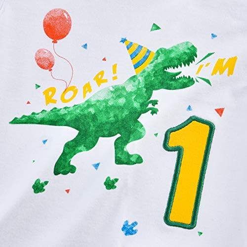 Wawsam יום הולדת ראשון חולצת ילד דינוזאור חולצת יום הולדת