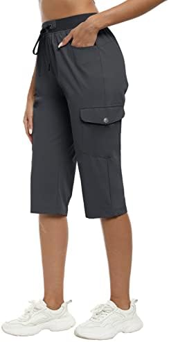מכנסי קפרי של מופיז לנשים קפריס קרח קל משקל לנשים טיול קיץ מזדמן מכנסיים קצרים רופפים עם כיסי רוכסן