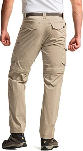 מכנסי מטען להמרה לגברים של CQR, מכנסי הליכה עמידים במים, רוכסן משקל קל של UPF 50+ עבודות חוץ מכנסיים חיצוניים