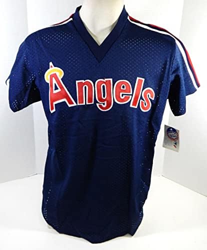 1983-90 מלאכים בקליפורניה משחק ריק הונפק תרגול חבטות כחול ג'רזי XL 677 - משחק משומש גופיות MLB