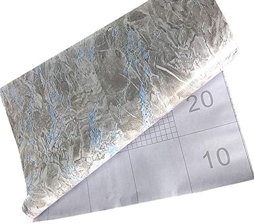 Taamall Simplemuji אפור כחול שיש גרניט גרניט עץ אפקט גרעינים משטחים משטחי נייר מבריק סרט ויניל 17.7 אינץ 'על 98 אינץ'