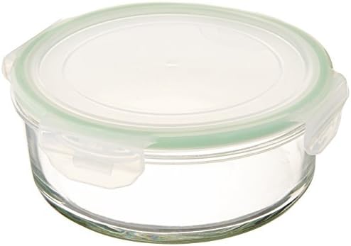 מיכל אחסון מזון זכוכית מחוסמת עגולה בגודל 25 גרם עם מכסה נעילה. 37-375