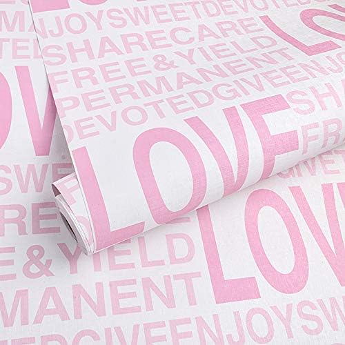 Yifein Pink Love מדף אניה DIY כיסוי מגירת נייר דבק עצמי רענון ביתי ריהוט ביתי 17.7 אינץ 'על 9.8 רגל