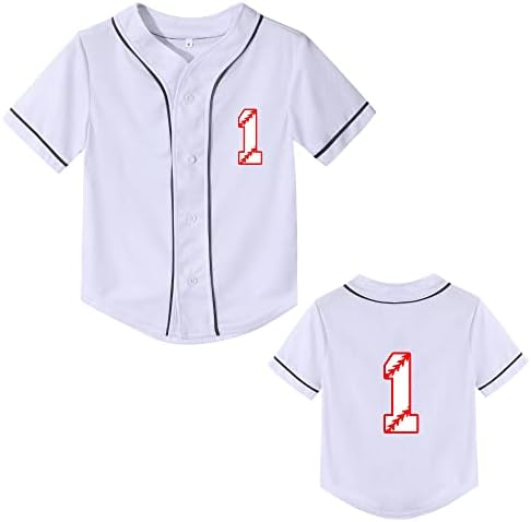 גופיית בייסבול בייסבול לתינוקות Mowbeat, חולצת מסיבת יום הולדת בת שנה, כפתור שרוול קצר טי פעוט תינוקות פעוט מתנה