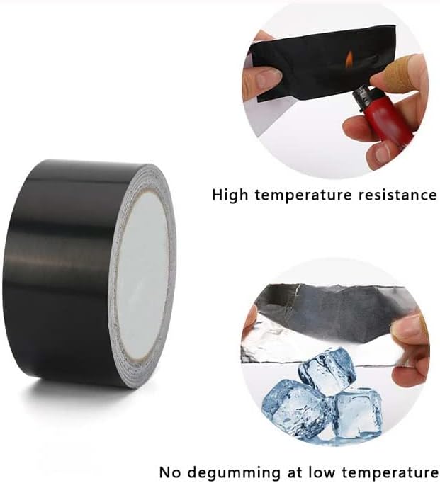 Xiulaiq קלטת נייר כסף אלומיניום שחור טמפרטורה גבוהה עמידה בפני טמפרטורה קלטת סילד חום בידוד חום להבה ספיגת אור מעכב 50 מ '