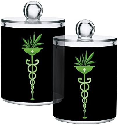 Yyzzh Marijuana Cannabis קנבוס קנבוס נחש ירוק 2 חבילה מתקן מחזיק QTIP למגוון כדורי כותנה של כותנה עגול