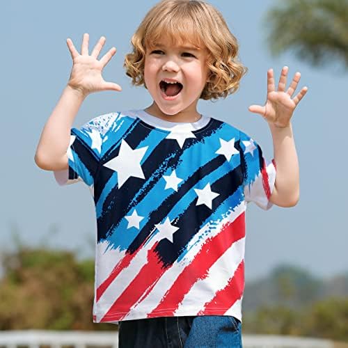 בנים כוכבי חולצת טריקו של דגל אמריקאי כוכבים ופסים טי פטריוטי בנים קטנים 4 ביולי בגדים של יום הזיכרון 2-8T