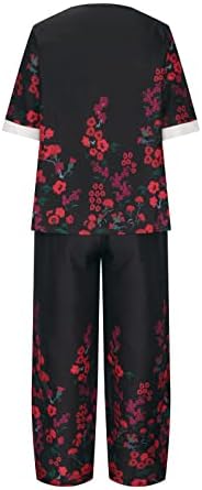 נשים סטים גרפי מכנסיים סטים לנשים פשתן מזדמן 2 חתיכה ישר רגל סתיו קיץ סטים 2023 בגדי י2 ק